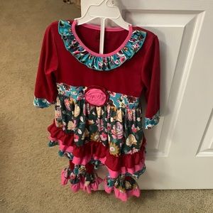 Girls ruffle pants floral outfit